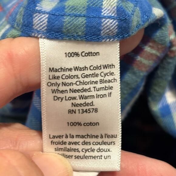 Vineyard Vines Blue Red Green flannel Plaid Button Down Shirt Size Large - Picture 5 of 6